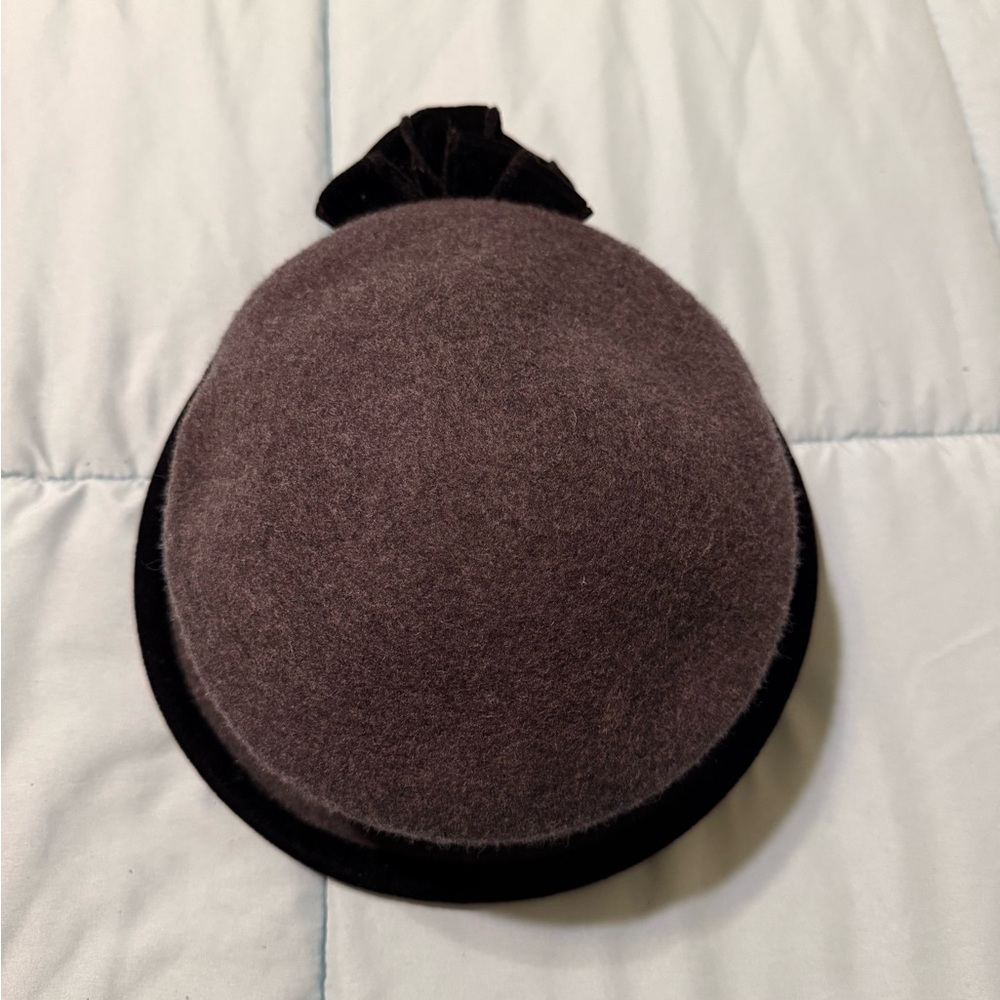 Arlin Women’s Wool Gray & Black Hat with Velvet trim and bow